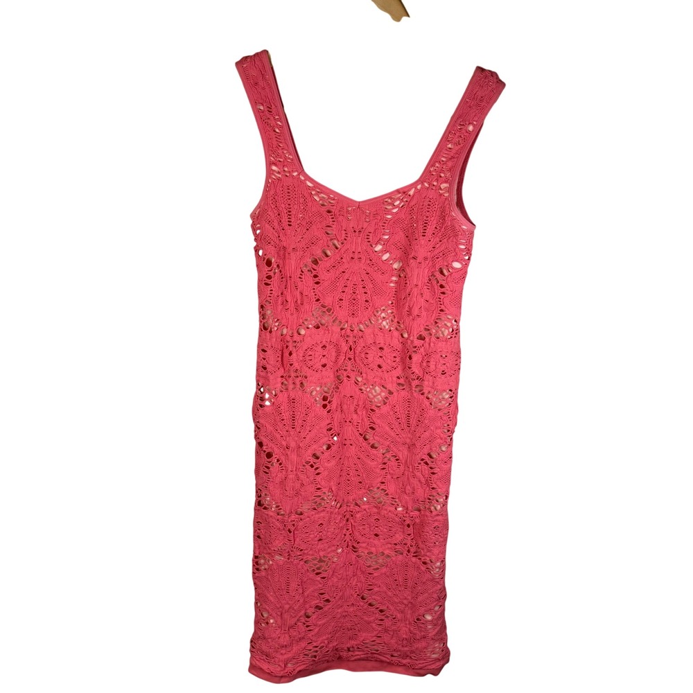 VTG Free People Intimately Medallion Slip Persimmon Bodycon‎ Mini Dress boho M/L